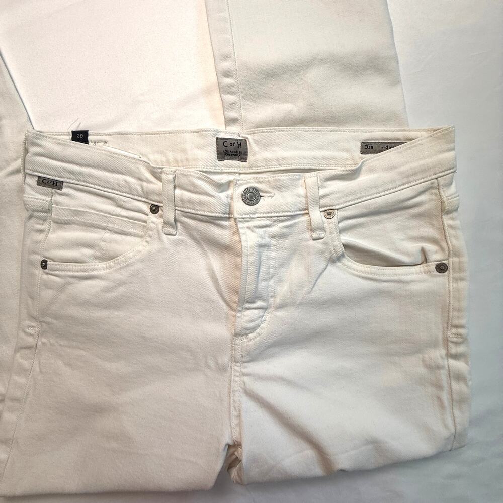 CITIZEN OF HUMANITY Elsa Mid Rise Slim Fit Crop White Embroidered Jeans Size 28 - Picture 15 of 15